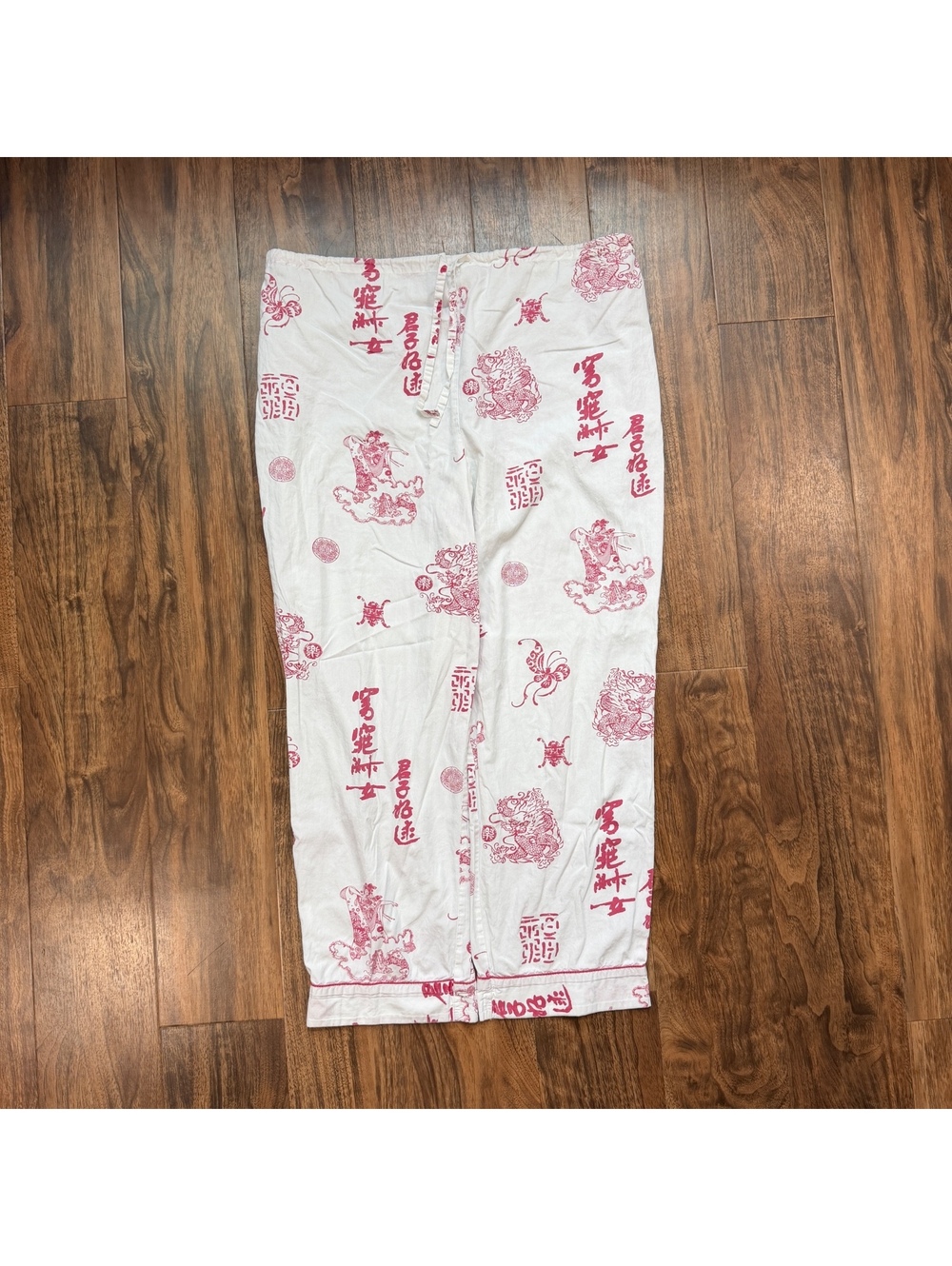 Vintage Y2K Yi Lin Dragon Pants Size M White Red Y2K Streetwear Lounge